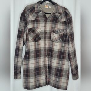 Sideout Men's Plaid Sherpa Lined Warm Flannel Full Button Shirt - Size 42/44